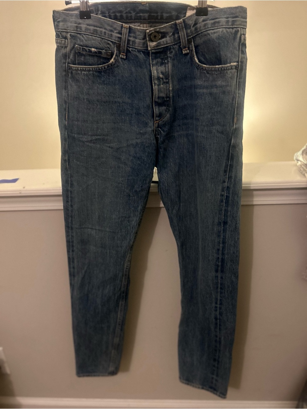 rag & bone/JEAN Medium Wash Button-Fly Straight-Leg